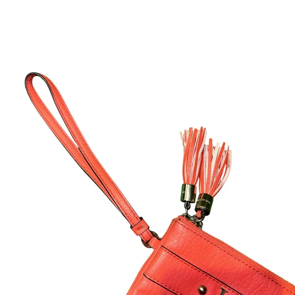 Juicy Couture Geranium Wristlet Clutch Purse Double Zip‎ Tassel Gold Hardware
